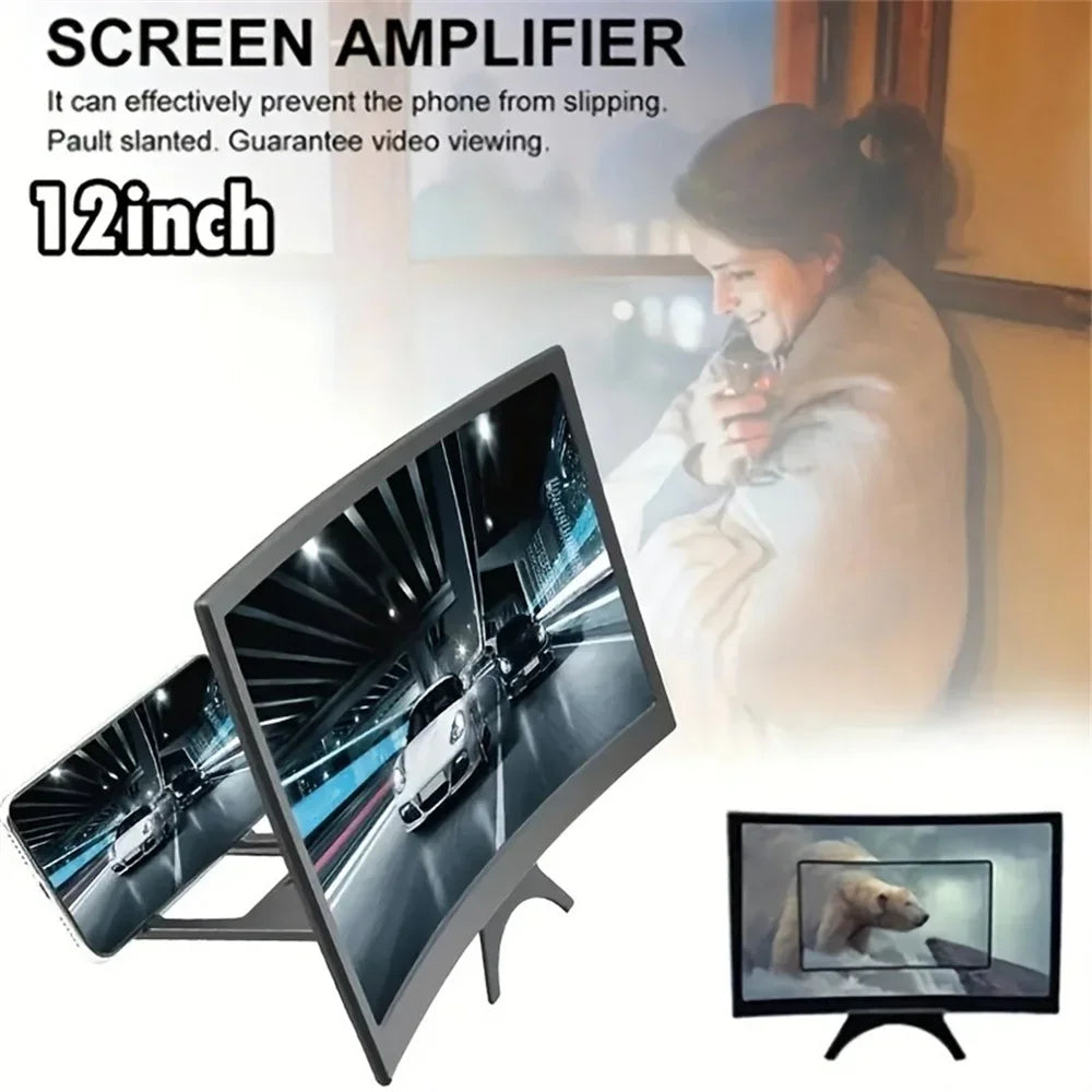 12-inch Curved Phone Screen Magnifier Movie Video Amplifier Holder