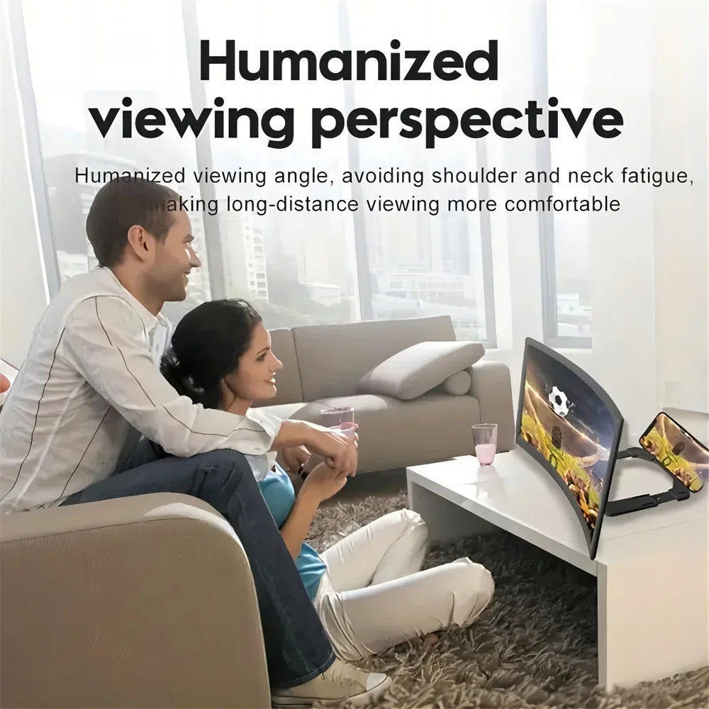 12-inch Curved Phone Screen Magnifier Movie Video Amplifier Holder